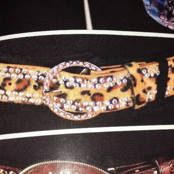 Faux leopards rhinestone belt 42 inches new w tag - Picture 9 of 9